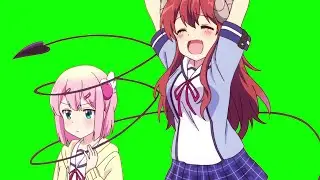 [Machikado Mazoku] Shamiko's first win tail wrap [Green Screen]