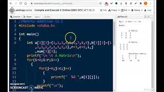 #42 Matrix Addition | Matrix addition in C | C in Tamil | Nested for Loop | C for beginners | Matrix