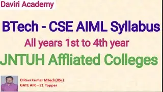 BTech CSE AIMLSyllabus | JNTUH Affiliated Engineering Colleges #cse #btech #tseamcet