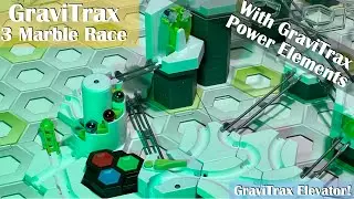 GraviTrax 3 Marbles Race With Power Elements - 5 Laps - Who Will Win? BLUE, RED or GREEN?