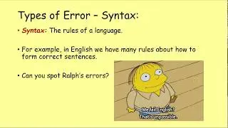 GCSE Producing Robust Programs 2- Types of Errors