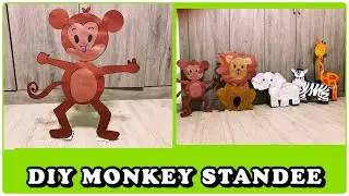 Diy monkey standee for animal Safari themed birthday party, No printer needed
