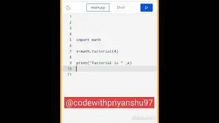 Python : Simple Factorial program in python | using import function