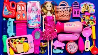 Barbie doll kitchen set mini toys