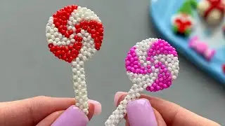 🍭 How to make a beaded candy. Beaded lollipop tutorial