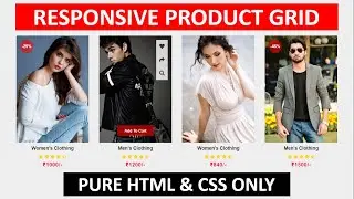 Create A Responsive Product Grid For E-Commerce Website Card Hover Effect Using Pure HTML & CSS Only