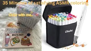 35 minutes of Satisfying ASMR coloring🖊️ | Food & Snacks Coloring book