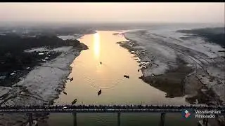 Sky view of Beautiful Gorai River, Horipur Bridge, Kushtia. 💜