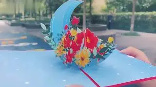 3D Moon Flower Pop Up Cards