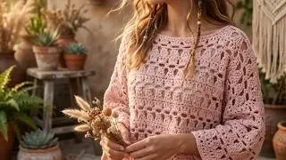 No one else has it! ✨ This Summer's STATEMENT Pink Boho Blouse Design | Crochet Mesh Top