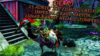 Guild Wars 2 - 25 Adrift IceFishing Chest, Imperial Crane Raptor & Lunar Rabbit Helm Stompers Demo!