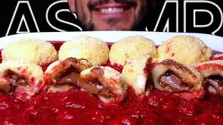 ASMR NUTELLA DUMPLINGS w/ RASPBERRY SAUCE (EATING SOUNDS) NO TALKING MUKBANG