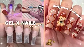 HOW TO DO GEL X NAILS AT HOME! FALL NAIL ART DESIGN & BEGINNER FRIENDLY GEL X NAILS | Nail Tutorial