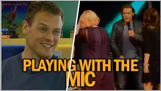 Outlander's Sam Heughan Playing With Tiny Mic on Interviews l Adorable Times