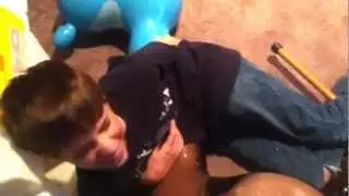 Logan trips on a Horse