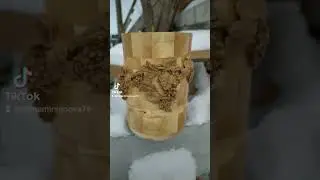 Ваза из дерева берёза с декором