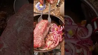 Gourmet Camping Food! Steak and eggs on the amazing Firebox Freestyle Folding Wood Burning Stove.