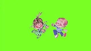 Футаж на хромакее мальчик и девочка танцуют
