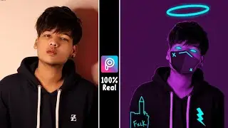 Neon Glowing Vector Art Effect Logo In Picsart | Vector Art in Picsart Tutorial | Tech Ghor