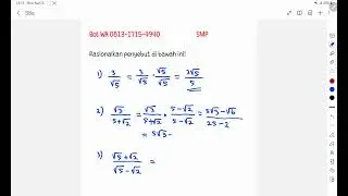 Kelas 9 dan 8 SMP Merasionalkan Penyebut #merasionalkanpenyebut #bentukakar