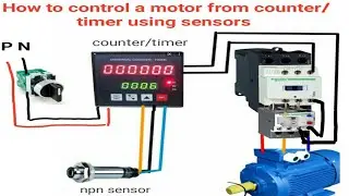 How to control motor from counter/timer | Aptus counter/timer wiring with sensors and contactors |