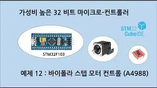 S_12 STM32F103 Bi-polar stepper motor control (A4988 driver) speed, direction and stop.