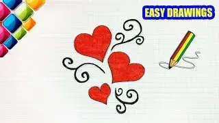 Easy drawings #298  How to draw a pattern hearts