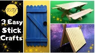 3 Easy Stick Crafts: Fairy Door, Picnic Table and Stick Tent
