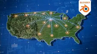 3D map Terrain Line connect effect in Blender