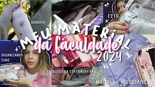 MEU MATERIAL DA FACULDADE 2024 ✨- organizei tudo , stationery pall e muito mais