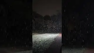 Relaxing scene of fluffy snowflakes falling at night for soothing calm meditation (vertical shot)