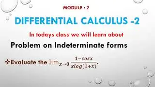 Evaluate the ( lim)_(x→0) ⁡[(1-cosx)/(xlog(1+x))] || Differential Calculus ||