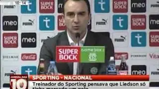 Treinador do Sporting (Carvalhal) não sabe quantos golos marcou Liedon  (SCP vs Nacional 2009-10)
