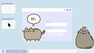 Cute Pusheen Cat Computer Intro Template (Free) *No Text*