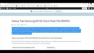 Samsung Galaxy Tab M106 Clone Mt6582 Flash File Tested