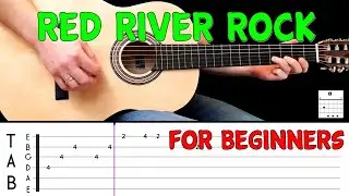 RED RIVER ROCK | Easy guitar melody lesson for BEGINNERS (with tabs) - Johnny & The Hurricanes