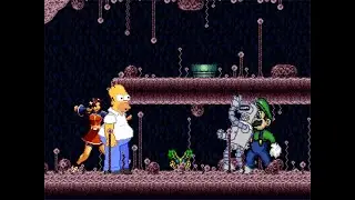 SK MUGEN - Homer Simpson (Me) & Athena Asamiya vs Glitchy Retarded Bender & Super Neon Green Luigi