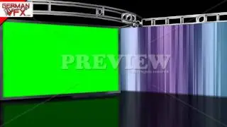 HD Virtual Studio Background with green screen Wall - royalty free
