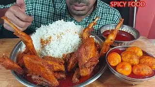 two country chicken curry and spicy masala with huge quantity long grain basamti rice eating mukbang
