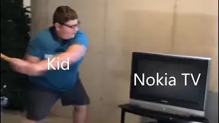 Kid tries to break Nokia TV