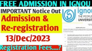 Free Admission In IGNOU University Good News Many Students Re-registration also Free Dec 13, 2023