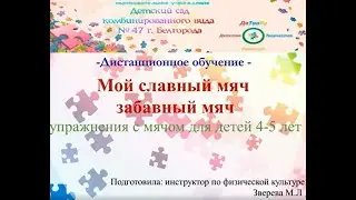 Мой славный мяч, забавный мяч. Упражнения  с мячом для детей 3-4 лет. Зверева М.Л.