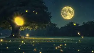 Magical Moonlit Tree Firefly Forest Night Ambience  4K Relaxing Loop Video