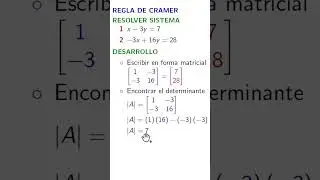 MÉTODO DE CRAMER EJ 7 - SIST ECUAC LINEALES #algebra #ecuaciones #tarea #solución #cramer #minuto
