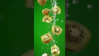 Kiwi slices falling 💚🥝 Real Fruit FX in Slow Motion! #kiwi #splashfx #greenscreen #fruitshorts