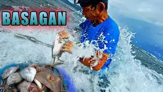 Grabe Ang Alon sa Basagan Sulit Ang Huling Isda #malaga #seaurchins #mandaragat #traditionalfishing