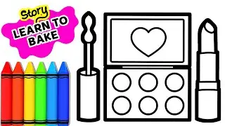 How to draw a Makeup tools for kids - Story: LEARN TO BAKE - Bee Art TV