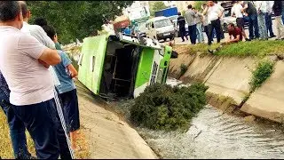 АВТОБУС ИЧИДА ЙЎЛОВЧИЛАРИ БИЛАН КАНАЛГА ТУШИБ КЕТДИ...