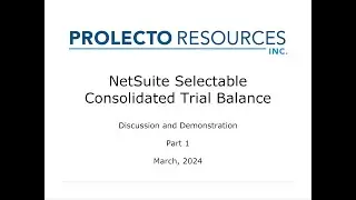 Prolecto NetSuite Consolidated Trial Balance with Selectable Parent Child Subsidiaries