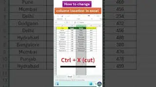 Change and shift Column location in excel #msexcel #excel #exceltutorial #exceltips #microsoftexcel